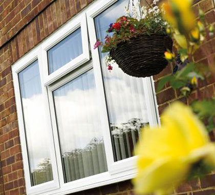 white upvc casement window in a flag window formation