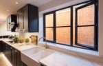 black flag aluminium casement windows in a kitchen