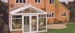 Gable fronted conservatory with French doors