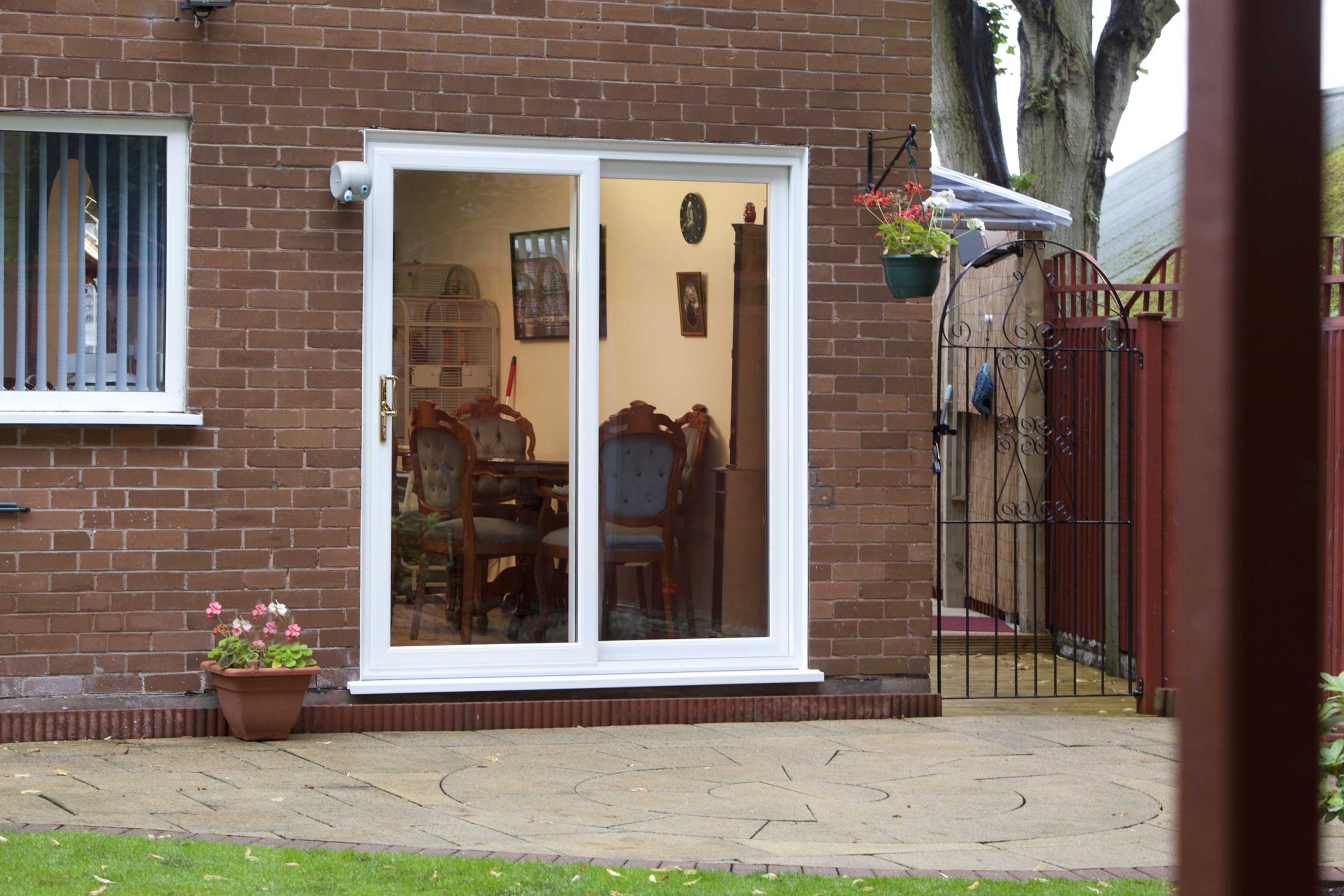 white sliding patio door