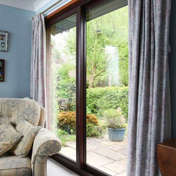 brown patio sliding door