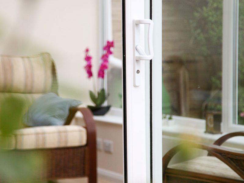 white patio door with white handle