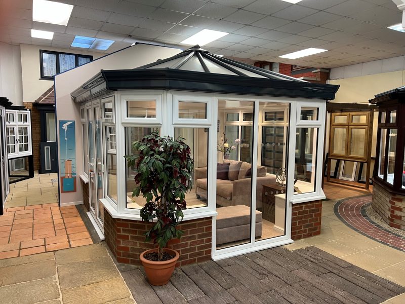 Livin Roof extension inside the Custom Glaze showroom