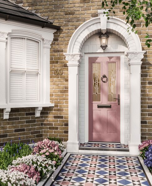 pink composite door with double glazing