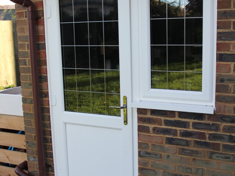 Single white uPVC door with double glazing